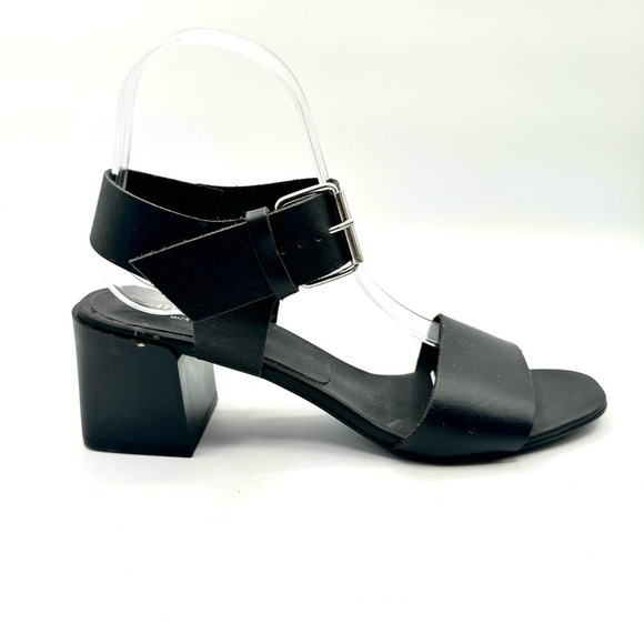 MINELLI BLACK LEATHER SANDALS STRAPPY LEATHER BLOCK HEELS  MADE IN ITALY SIZE 39 - Picture 1 of 9
